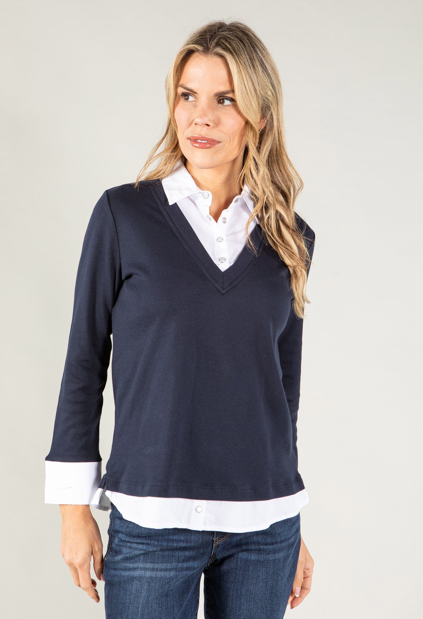 Two in One Pullover with Light Stripes