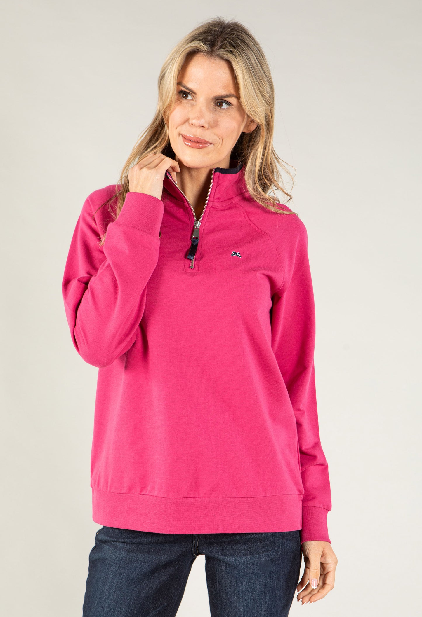 Contrast Trim Quarter Zip Sweatshirt