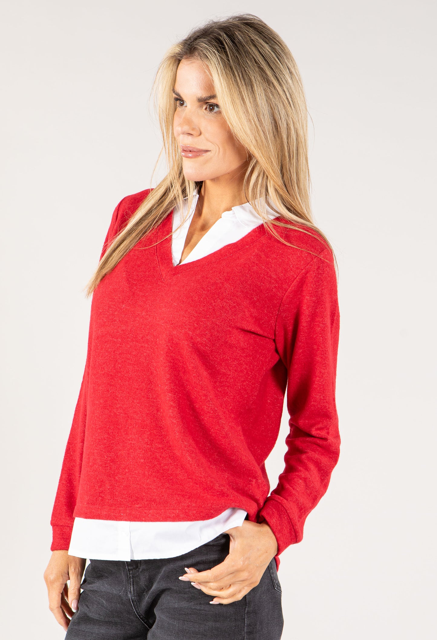 Two in One Super Soft V Neck Pullover