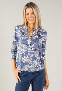 Textured Leaf Print Top