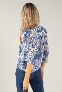 Textured Leaf Print Top