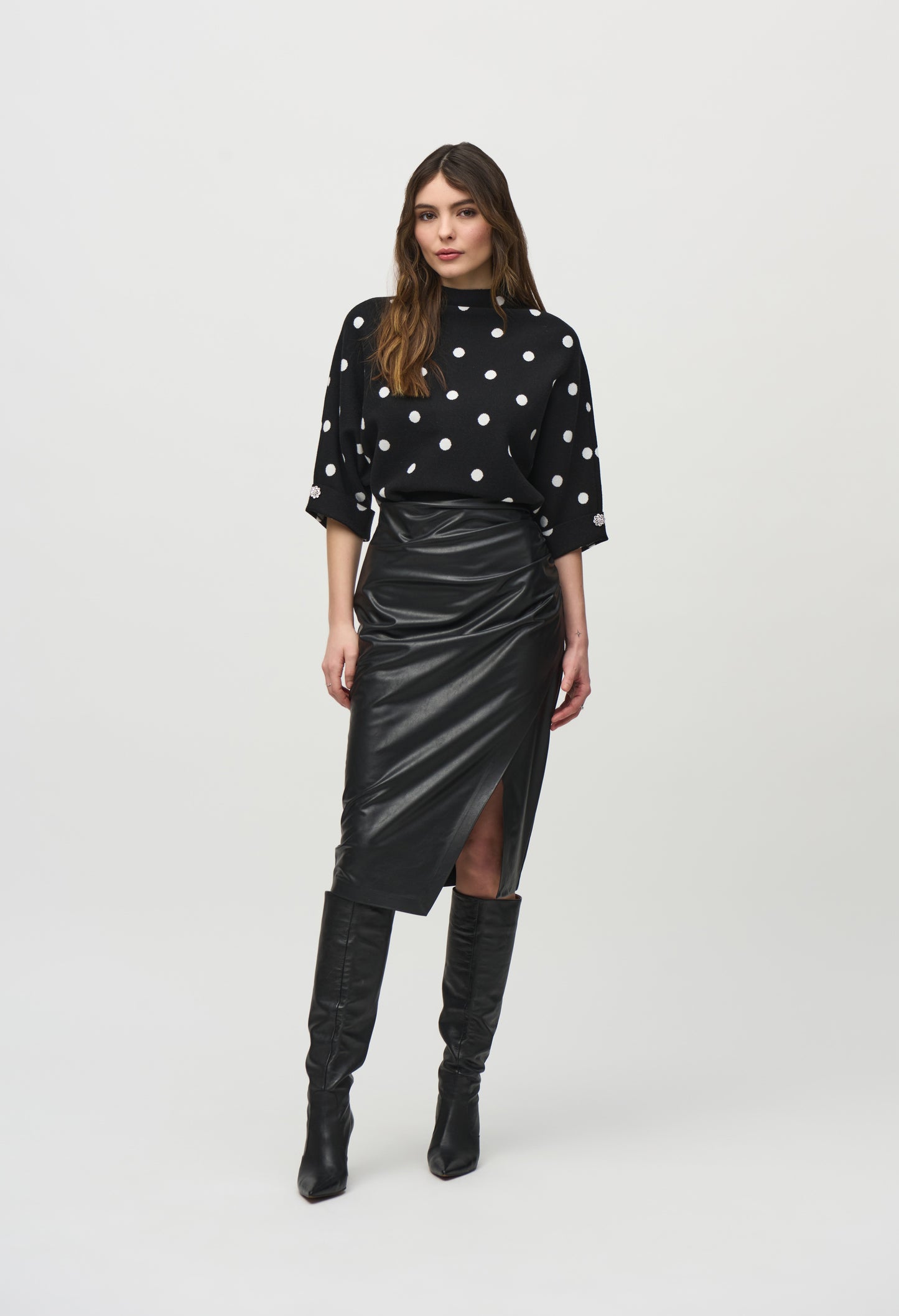 Leatherette Pull-on Pencil Skirt