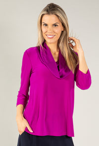 Regular Fit Hip-length Cowl Neck Long Sleeve