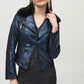 Foiled Suede Jacket With Faux-fur Collar