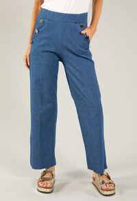 High Waist Button Detail Trousers