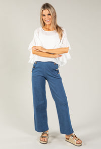 High Waist Button Detail Trousers