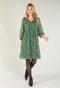 Leaf Print V Neck Dress