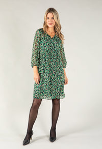 Leaf Print V Neck Dress