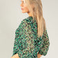 Leaf Print V Neck Top