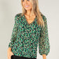 Leaf Print V Neck Top