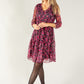 Rose Printed Lace Pleated Dress