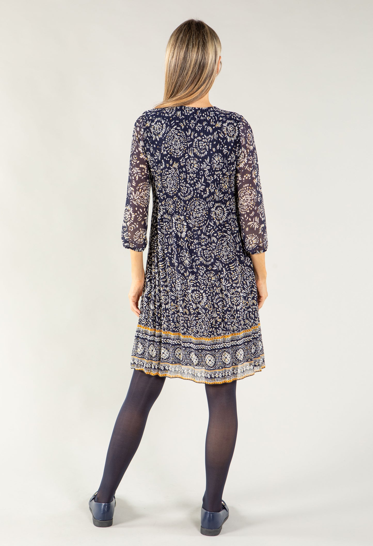 Border Printed PleatedDress