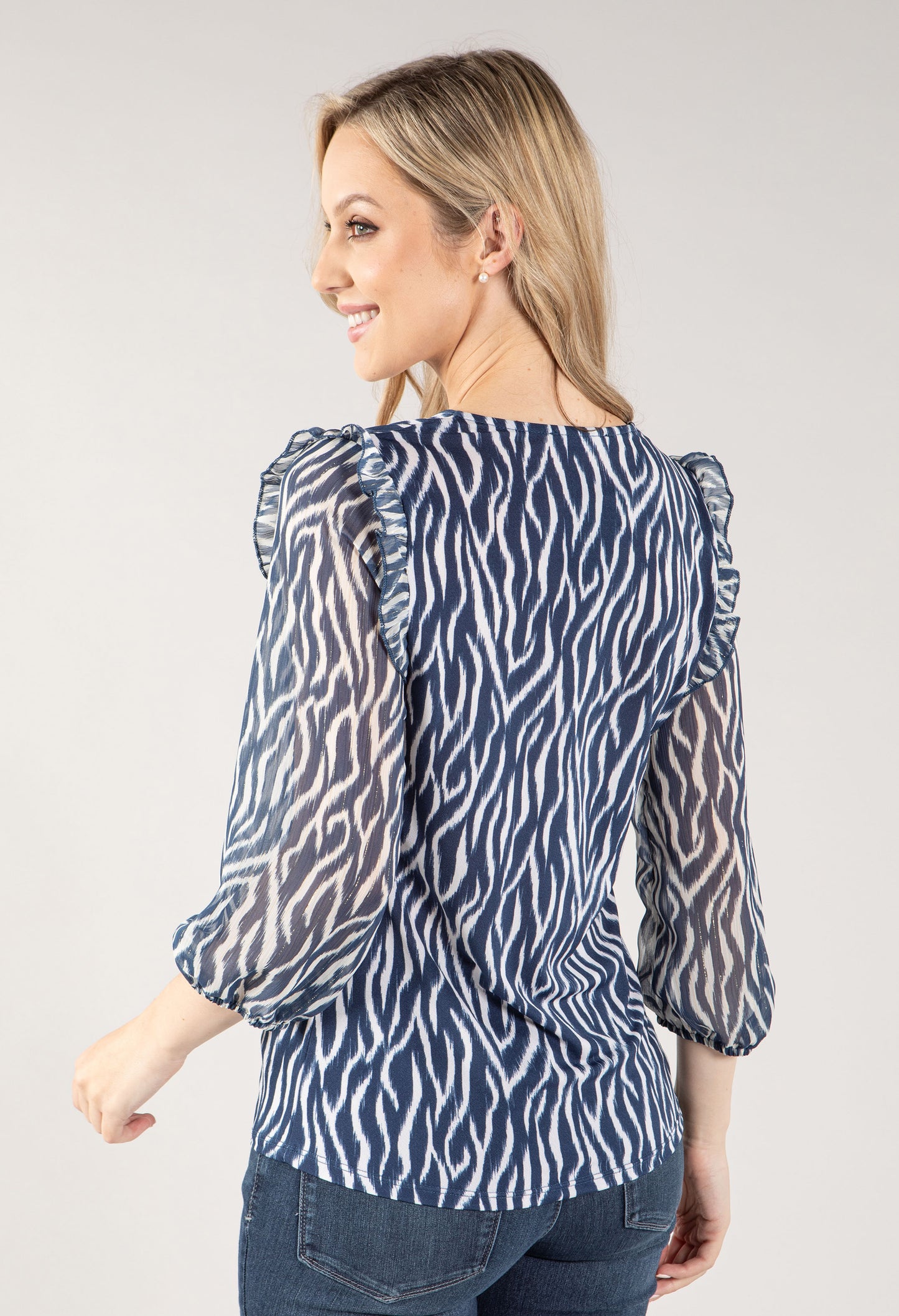 Wave Print V Neckline Top