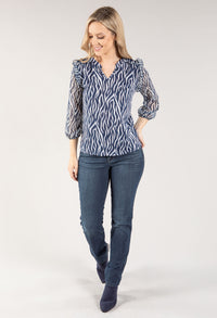 Wave Print V Neckline Top