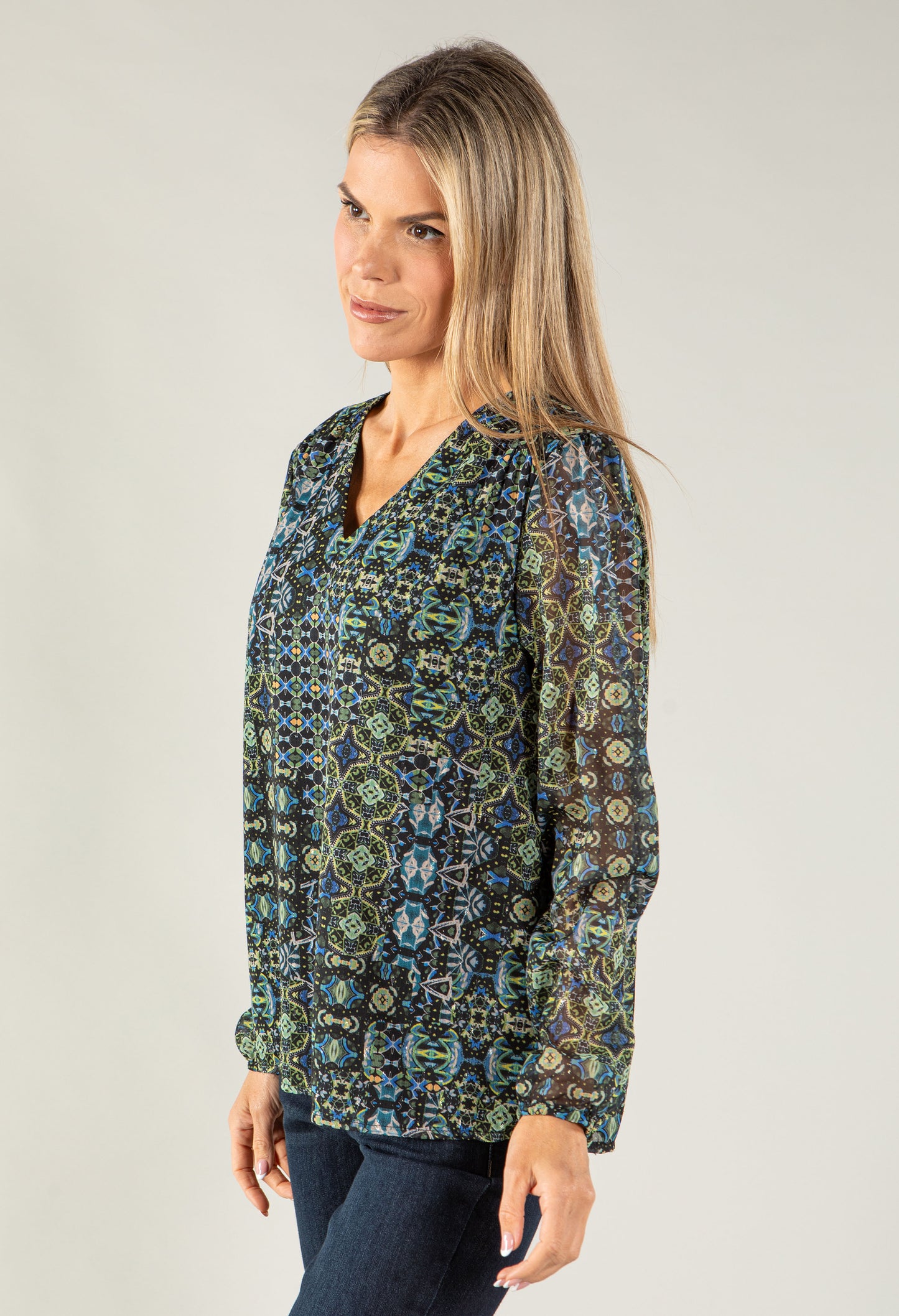 Kaleidoscope V Neck Top