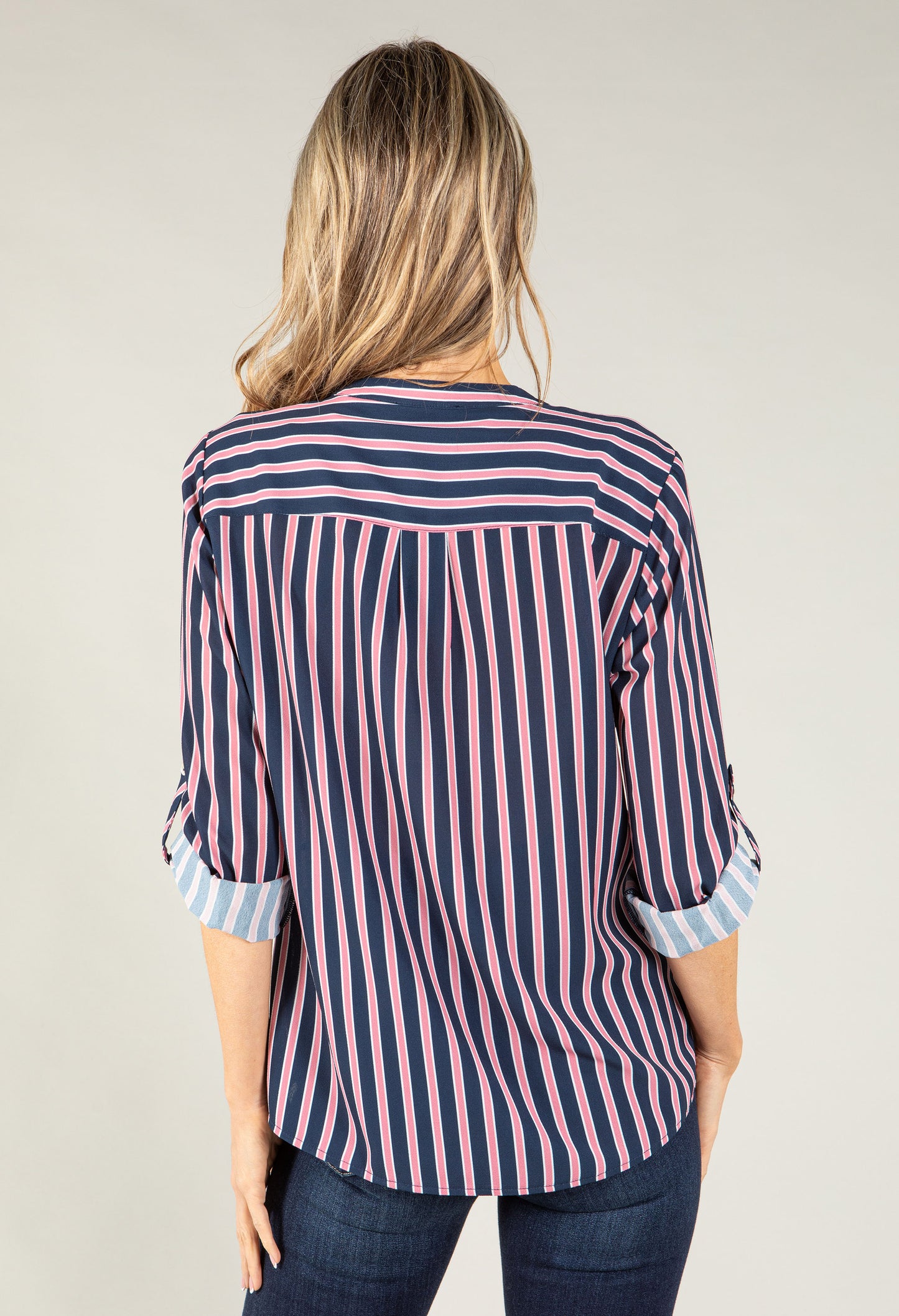 Striped V Neck Top