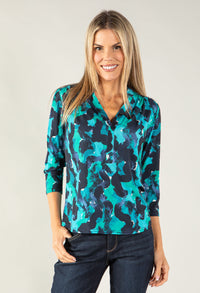 Mixed Print V Neckline Top