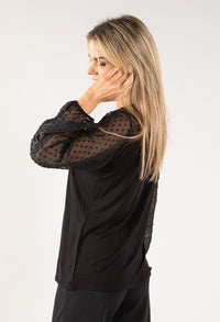 Textured Sheer Sleeve Top