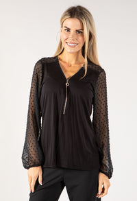 Textured Sheer Sleeve Top