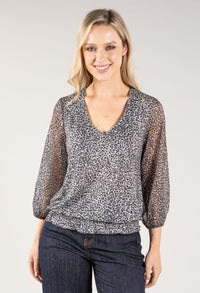 Leopard Print v Neckline Blouse