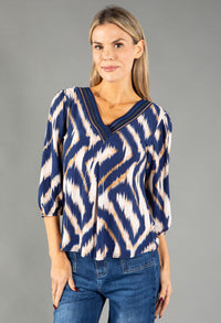 Patterned V Neck Top