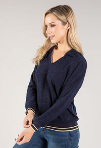 Polo Neckline Soft Knit Pullover