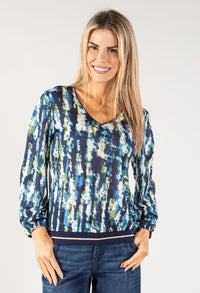 Abstract Print V Neckline Top