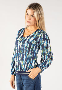 Abstract Print V Neckline Top