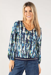 Abstract Print V Neckline Top