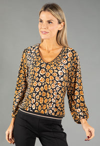 Soft Touch Patterned V Neck Top