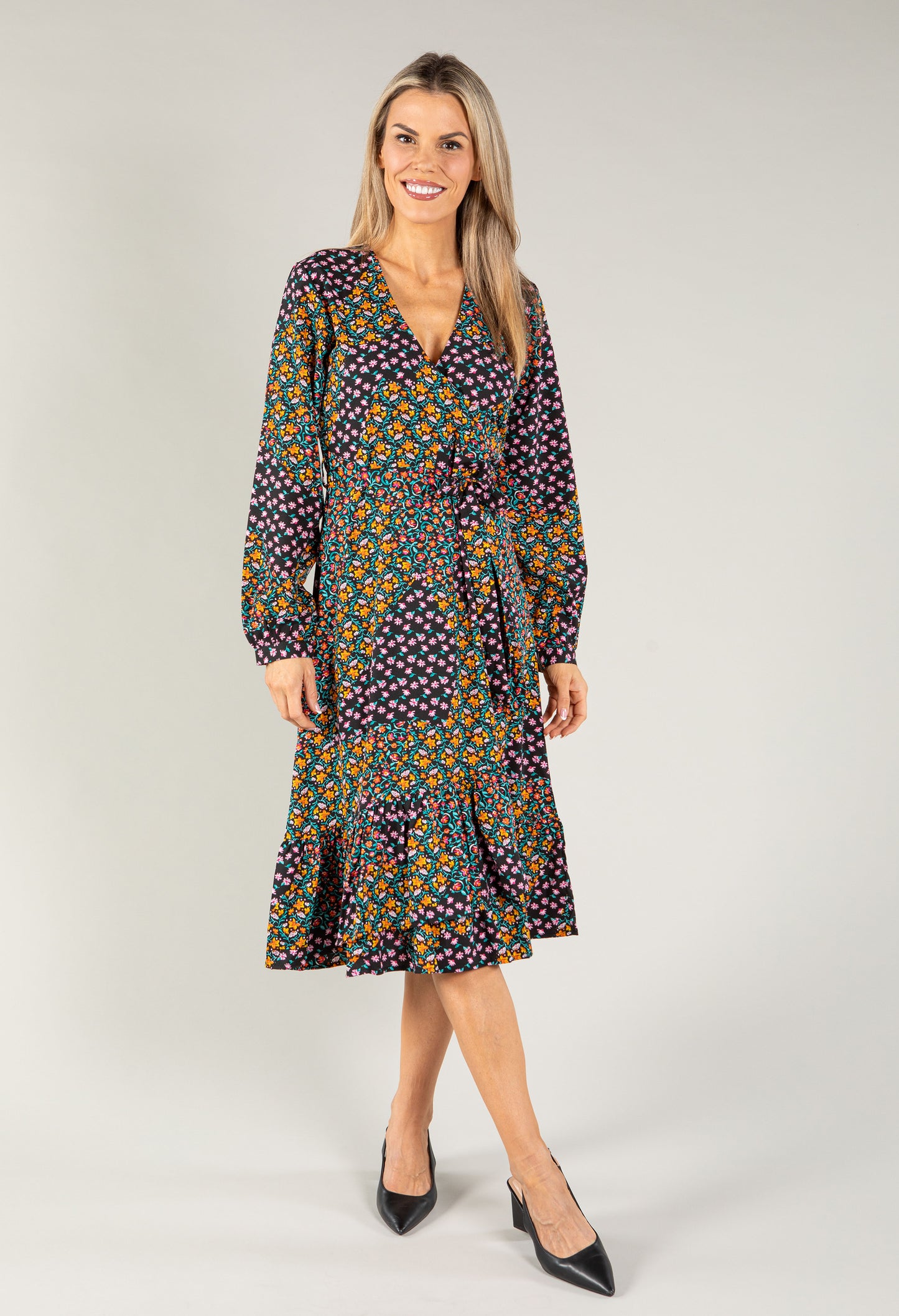 Faux Wrap Style Bloom Dress