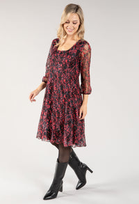 Printed Lace Square Neck Dress