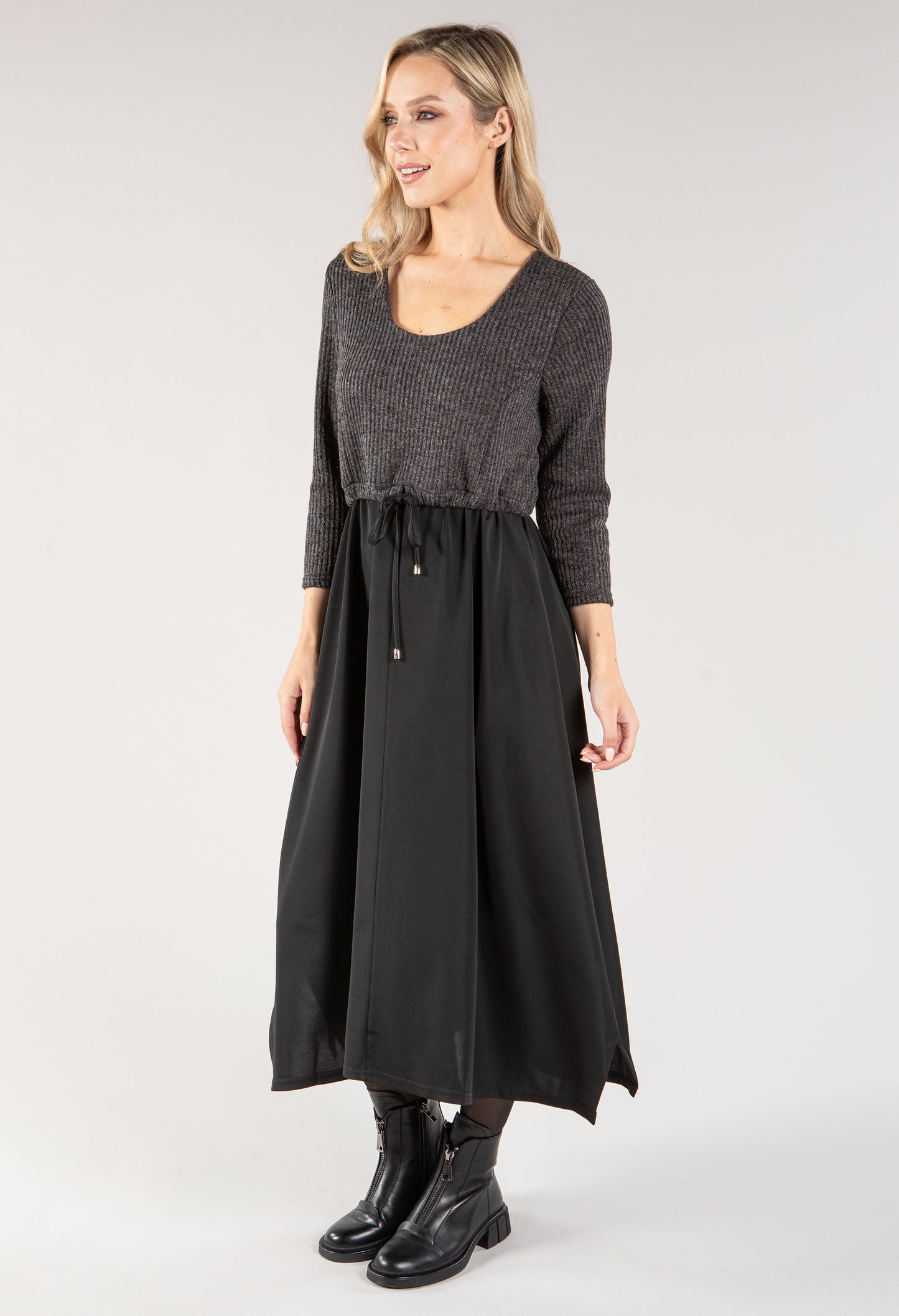 Knit Bodice Midi Dress