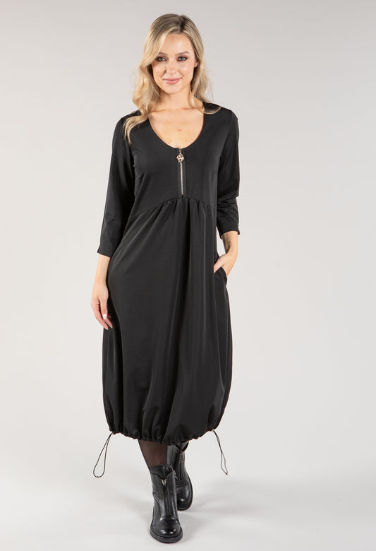 Zip Detail Neckline Dress