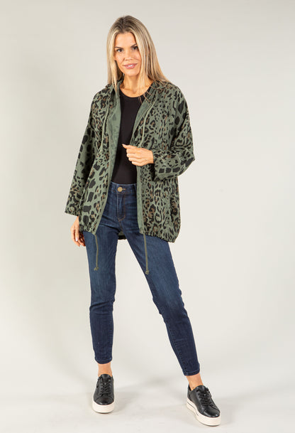 Leopard Print Woven Parka