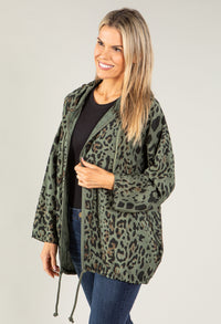 Leopard Print Woven Parka