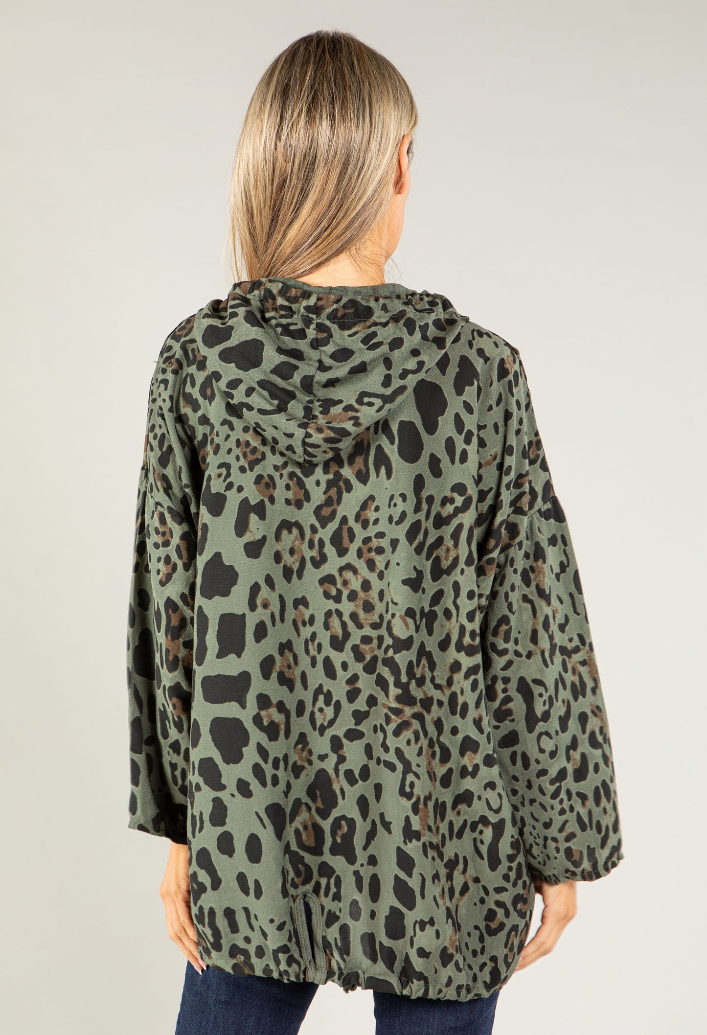 Leopard Print Woven Parka