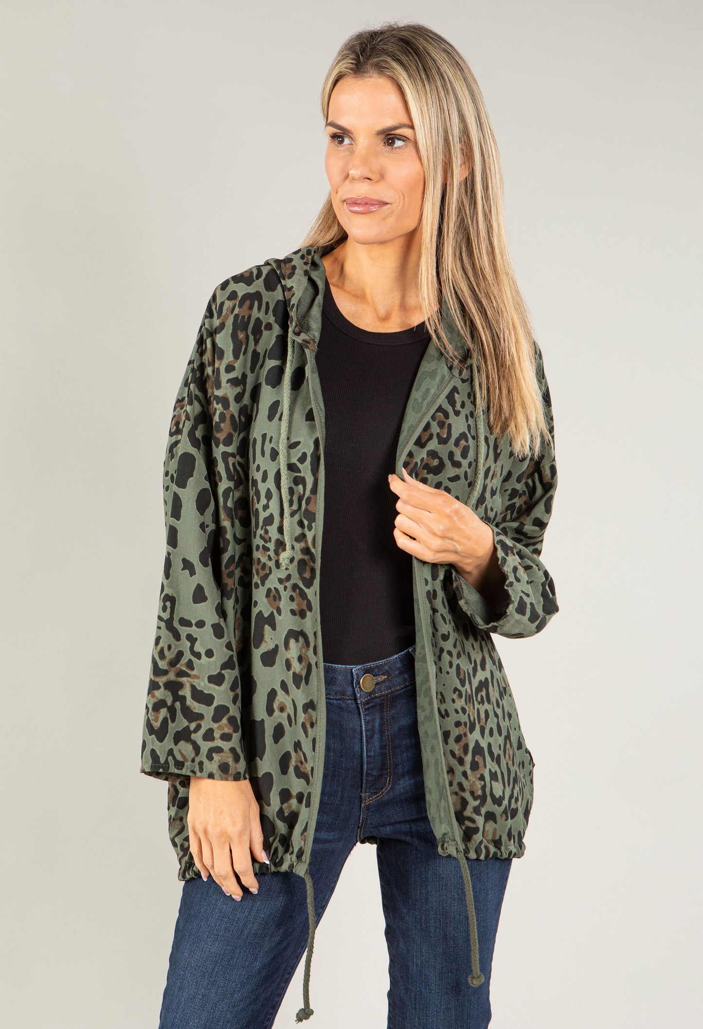 Leopard Print Woven Parka