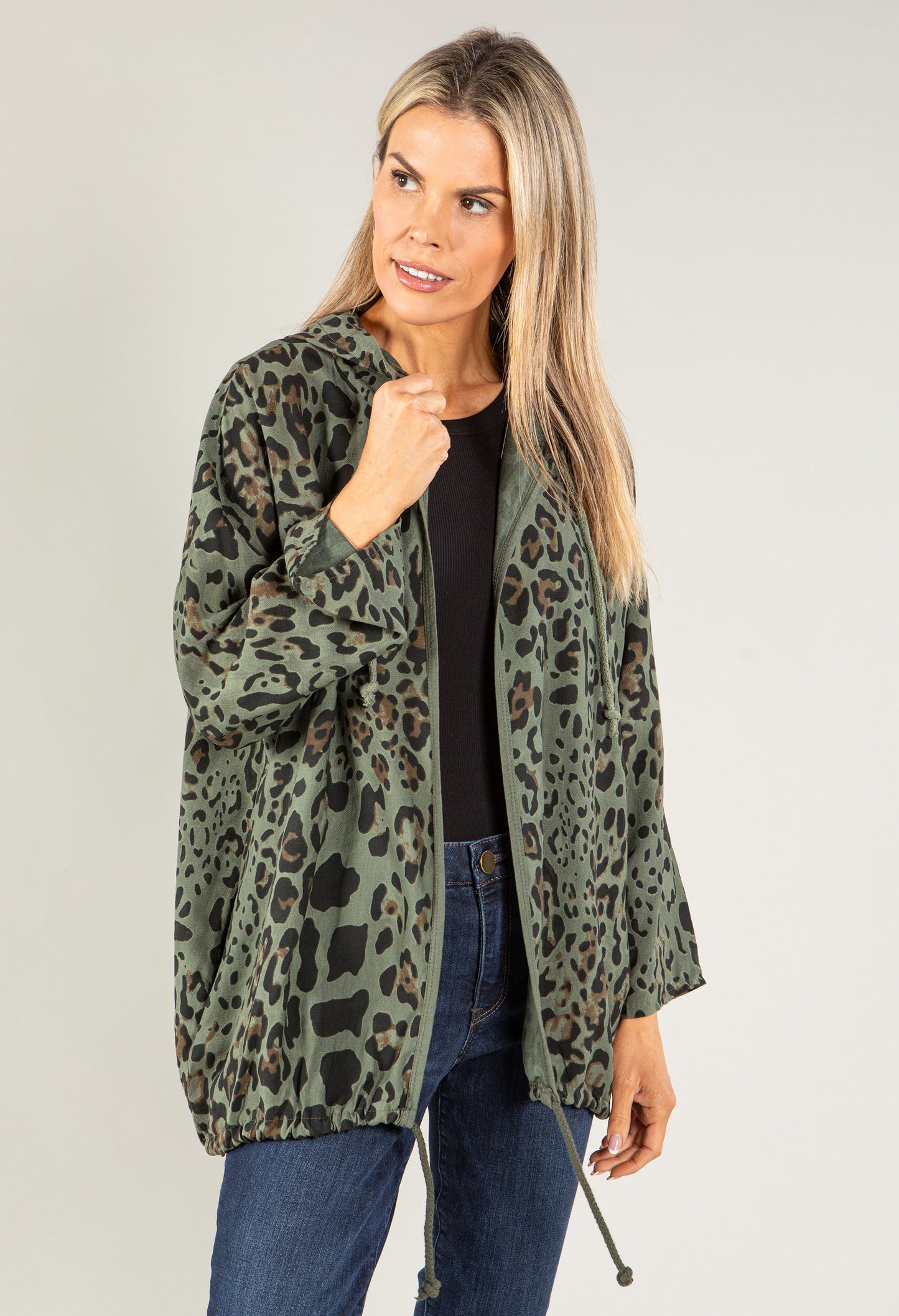 Leopard Print Woven Parka