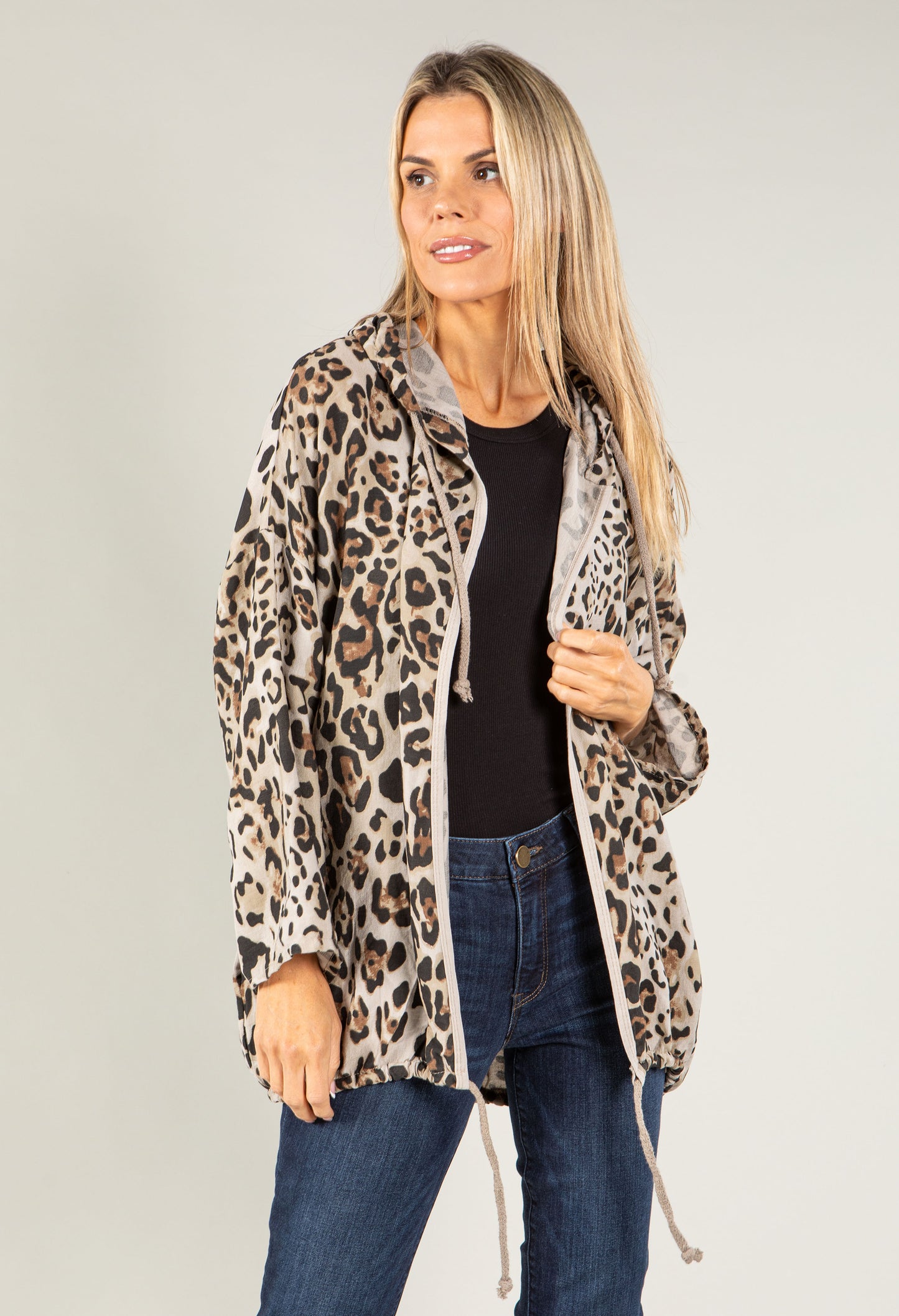 Leopard Print Woven Parka