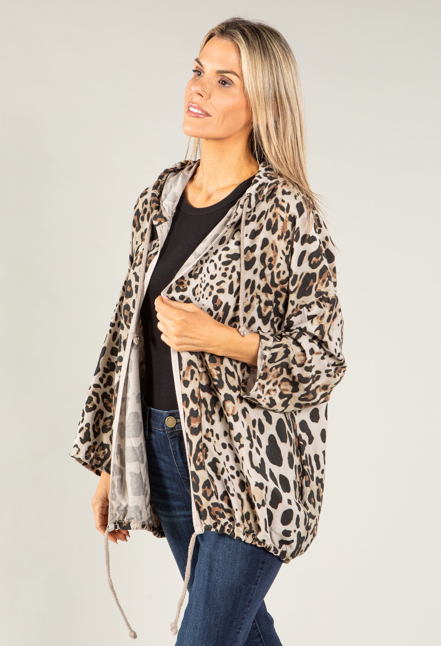 Leopard Print Woven Parka