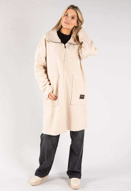 Soft Boucle Zip Up Coatigan