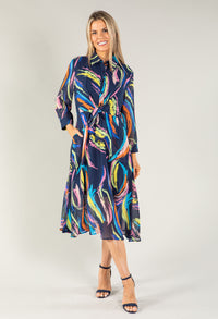 Abstract Shirt Style Woven Dress