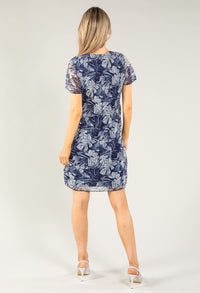 Lurex Floral Plisse Pleat Dress