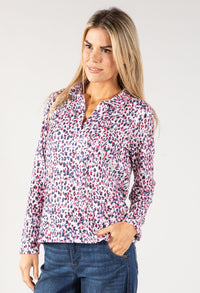 Abstract Leo Print V Neckline Top