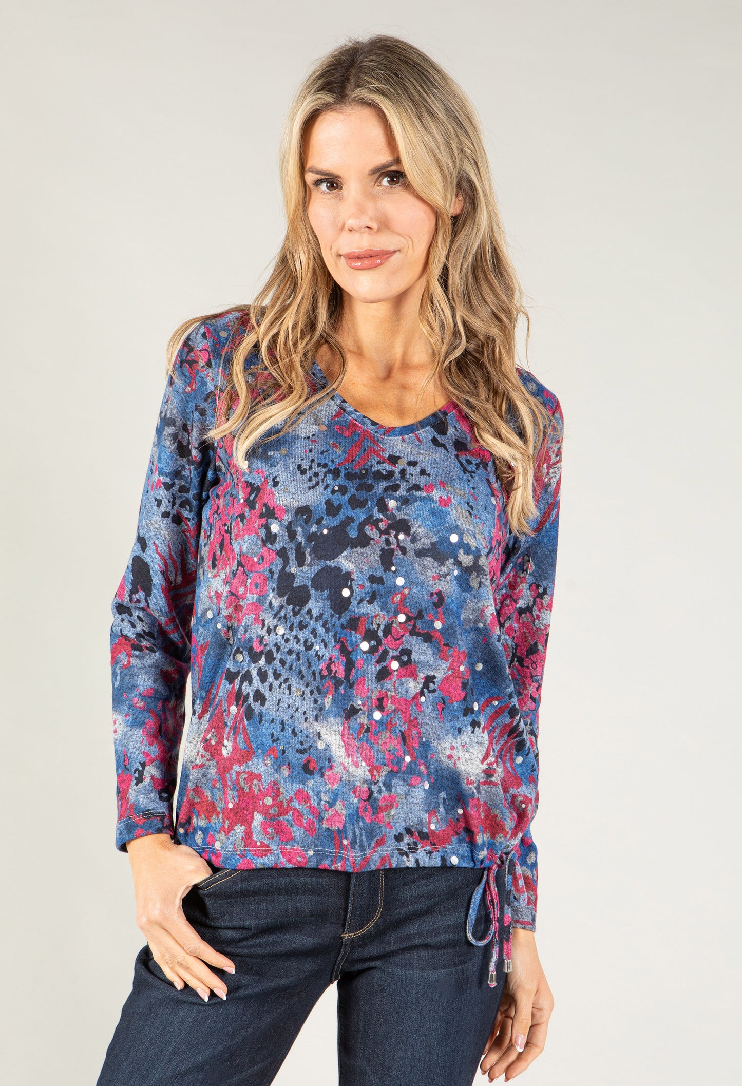 Floral Detail Lux Touch Pullover Knit