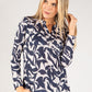 Abstract Print Buttoned Knit Top