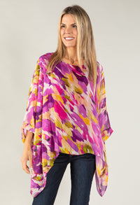 Colour Splash Waterfall Silk Top