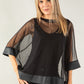 Leather Trim Mesh Top