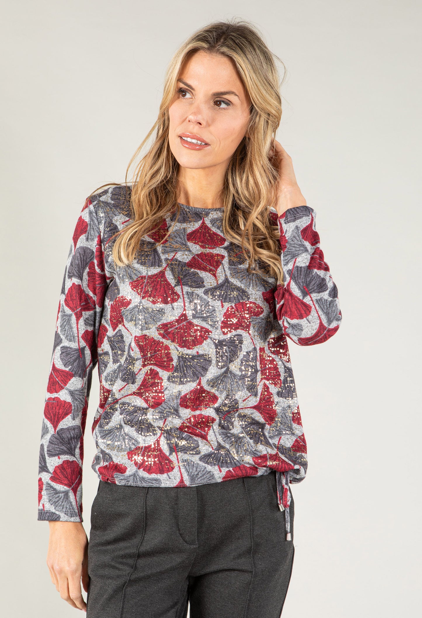 Poesy Print Soft Knit Pullover